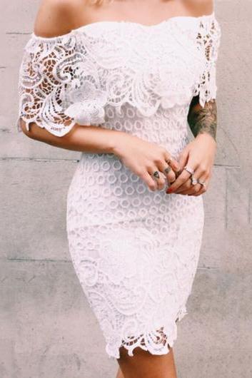 Off The Shoulder Lace Sheath Dress Ros